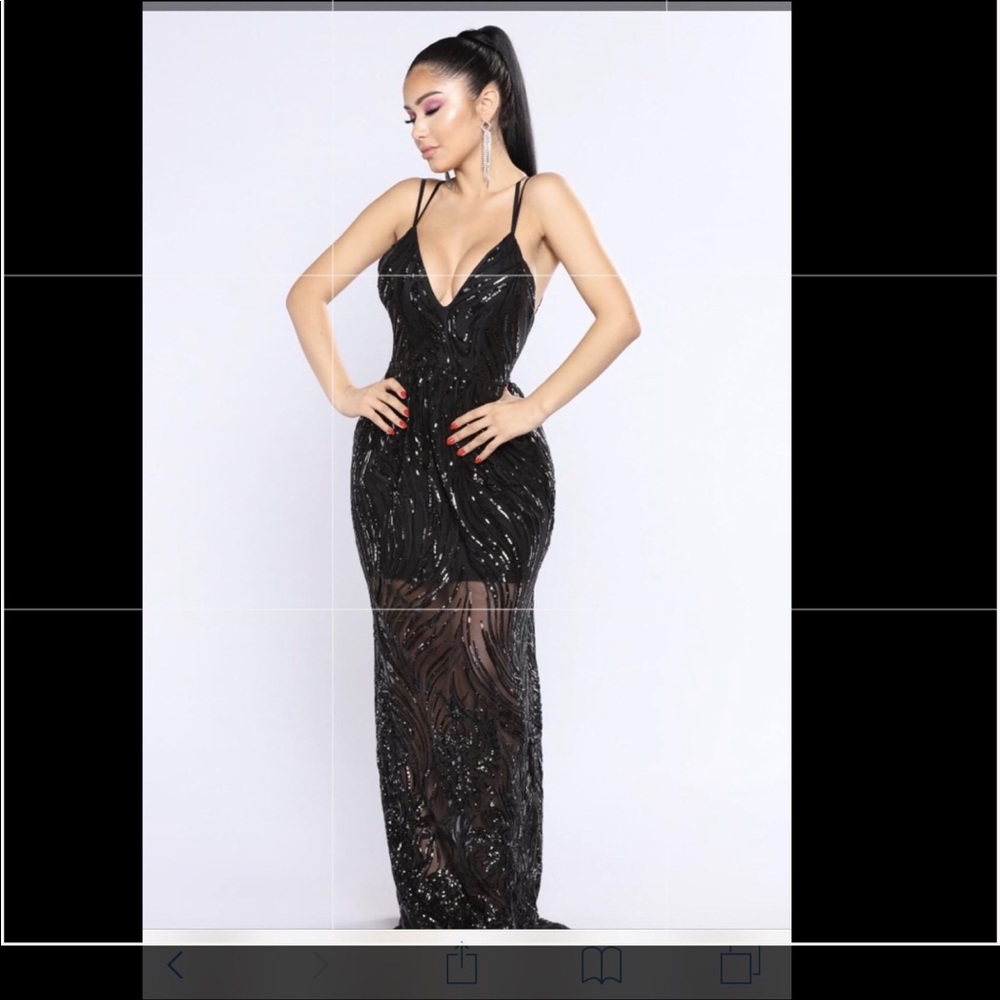 Black maxi sequin dress